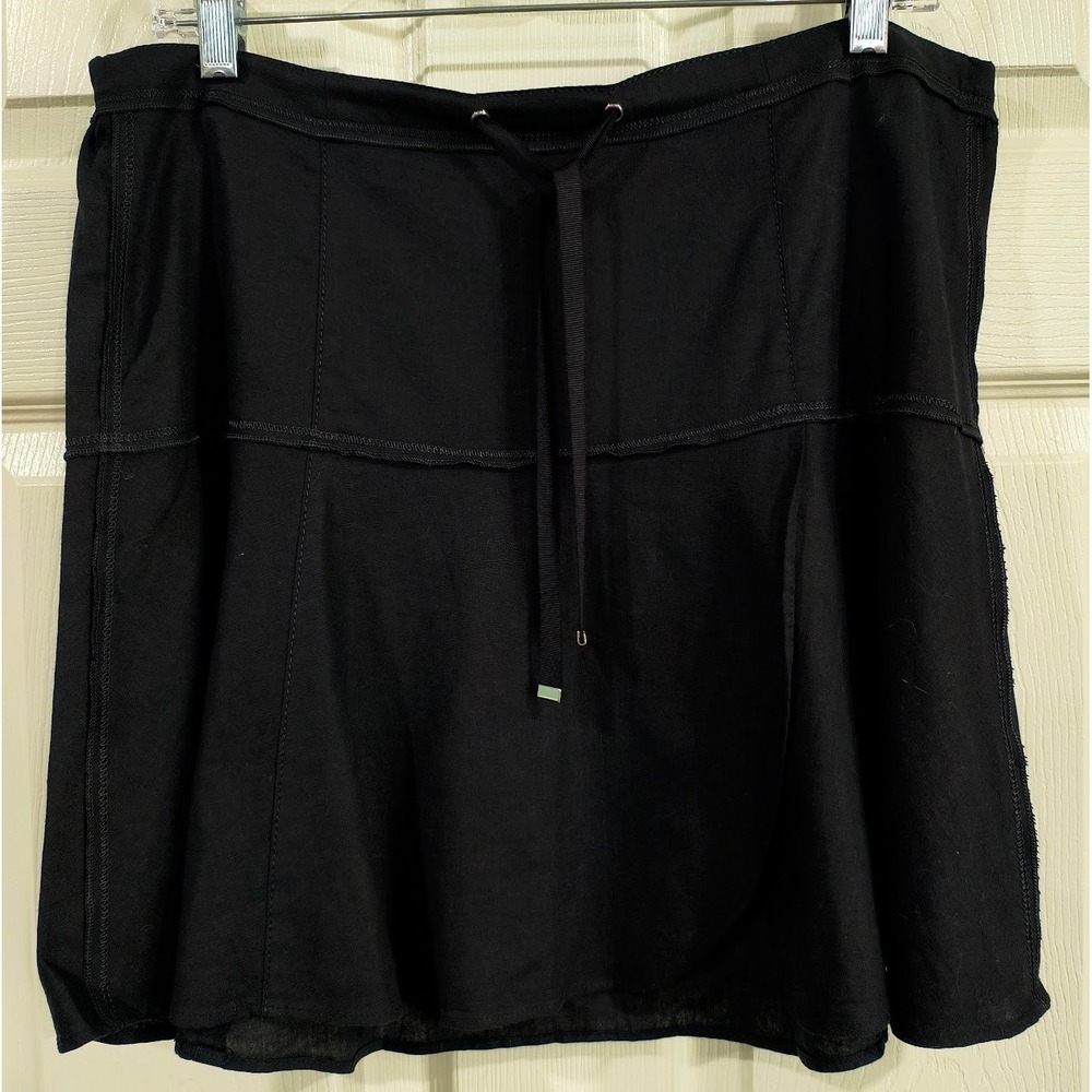 White House Black‎ Market Black Above Knee Linen Blend Drawstring Skirt Size 6